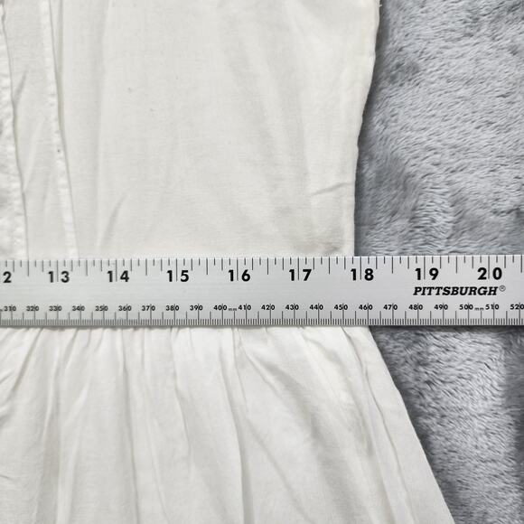 Volcom Dress Womens L Cream Starfish Sleeveless Cotton Gauze V-Back Zip Western - Picture 11 of 13